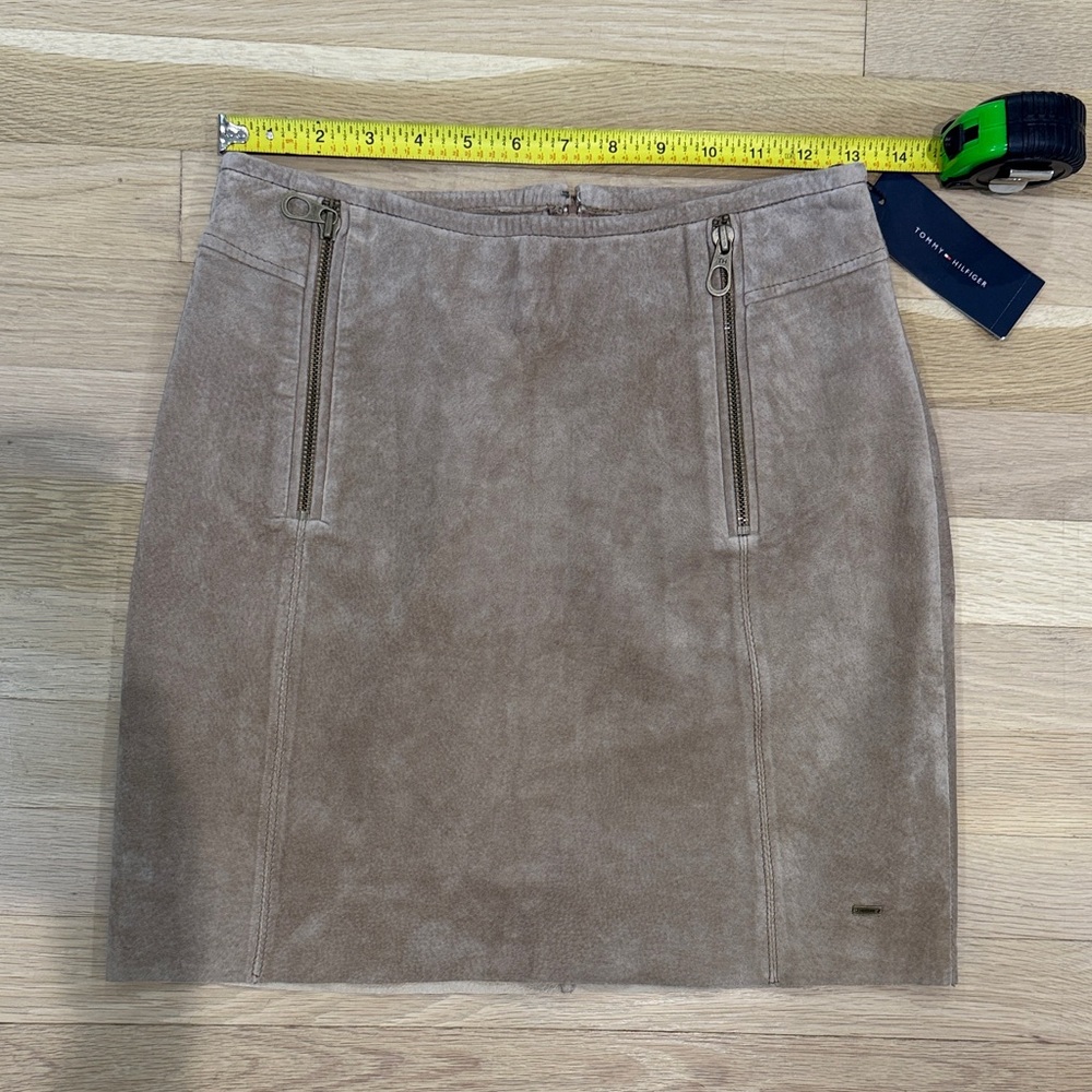 NWT Genuine Leather Suede Tan Pencil Skirt